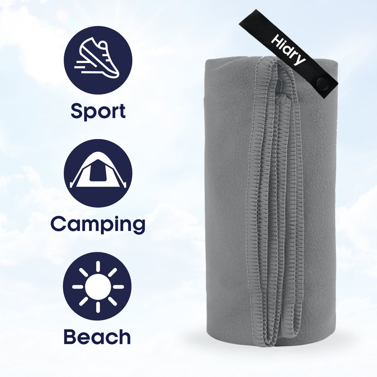Hidry microfiber towel Shadow Grey